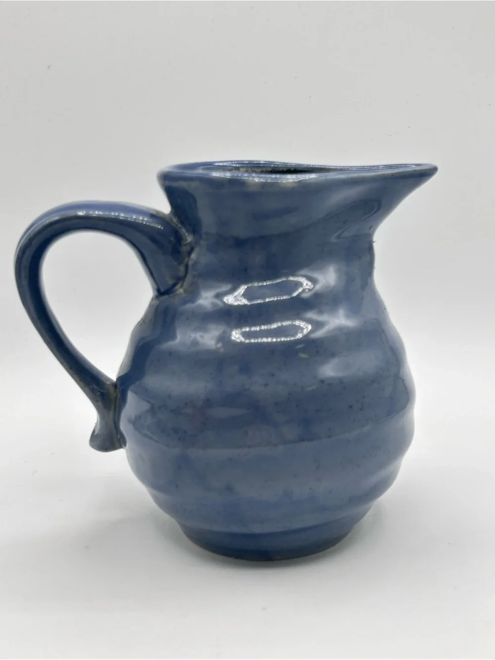 Nantucket Blue Ribbed Beehive Pitcher Medium Sized 6.5”